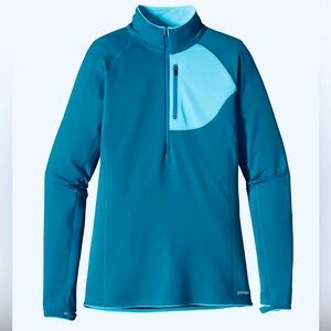 Patagonia Thermal Speedwork Zip-Neck Base Layer Shirt Women’s Size Small in Blue